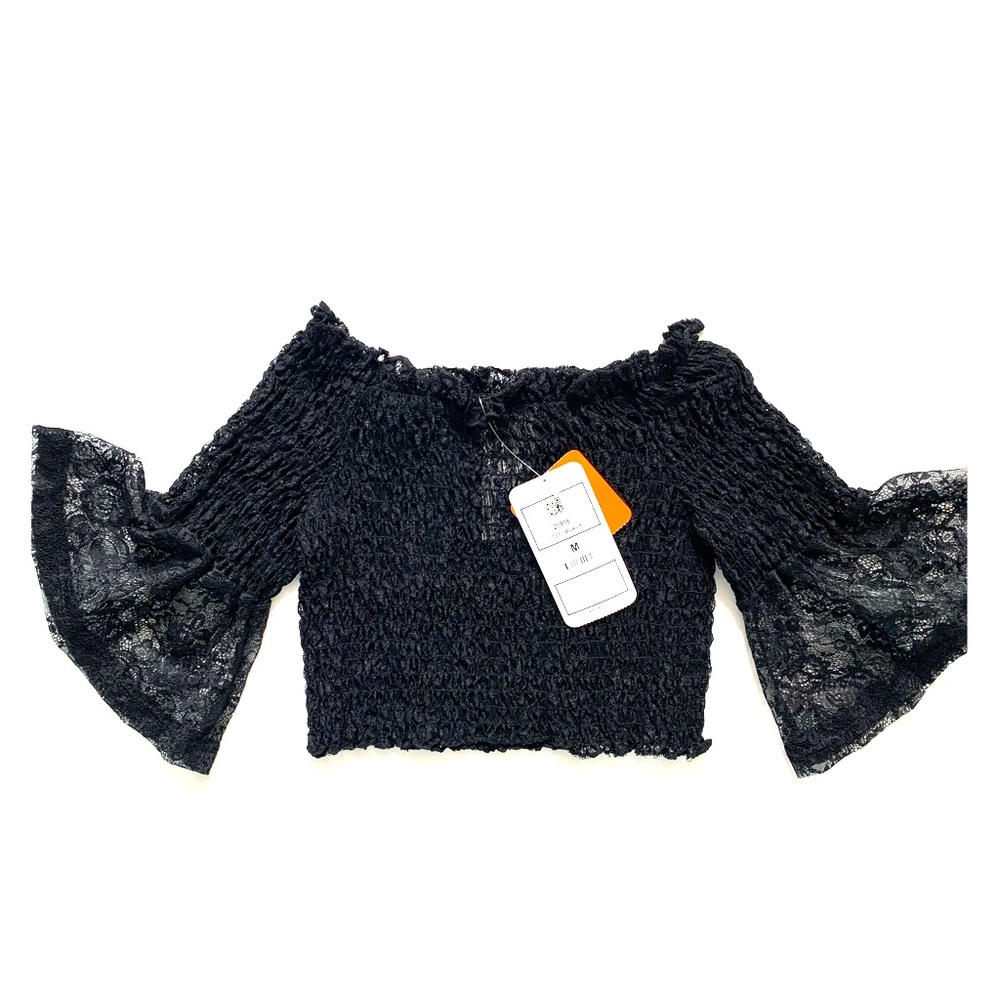 Kikiriki black stretch laced top